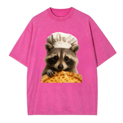 Pizza Dad Raccoon  - Vintage T-shirt - Dusty Rose(Rose)