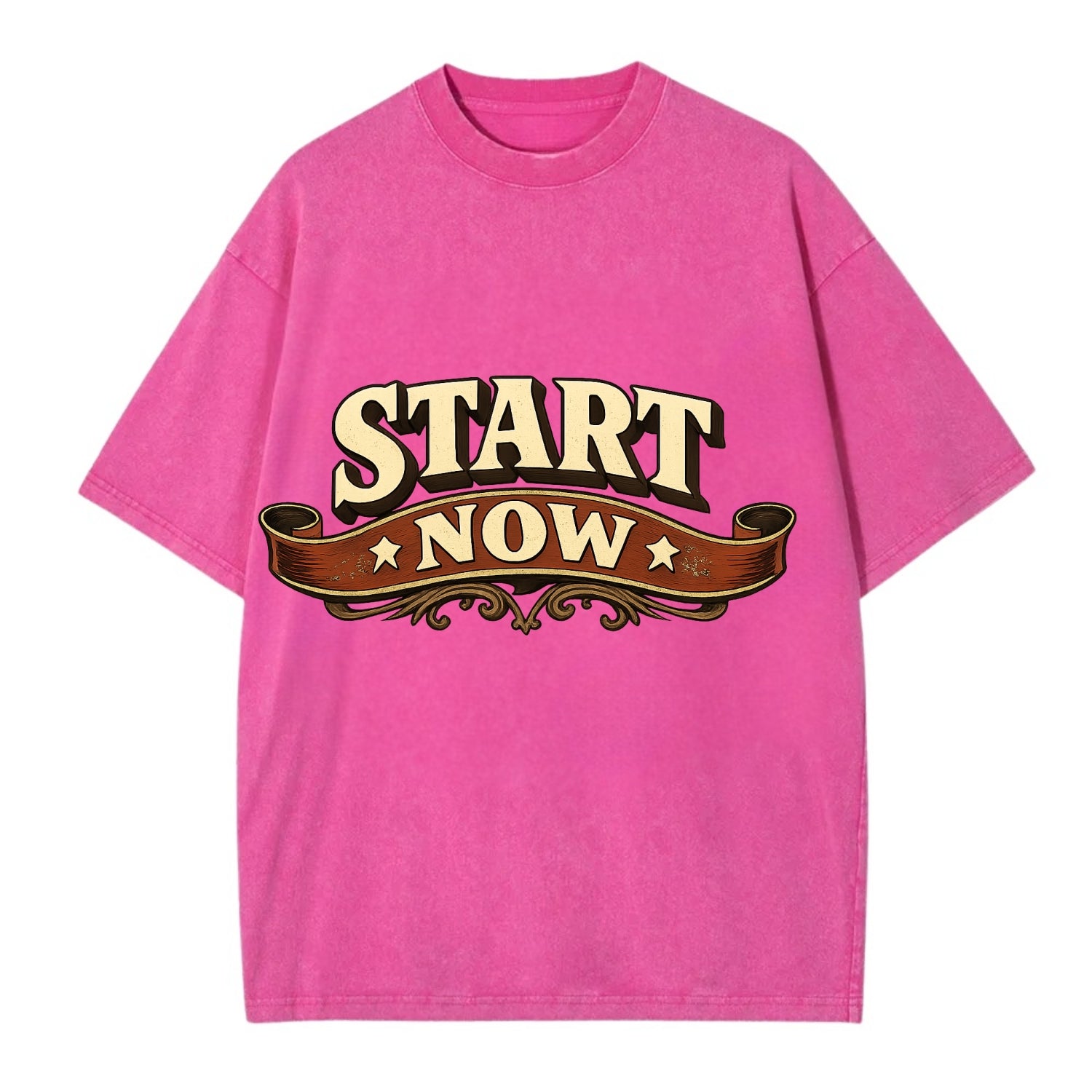 Bold typography design - "START NOW" - begin immediately, no delay - Vintage T-shirt - Dusty Rose(Rose)