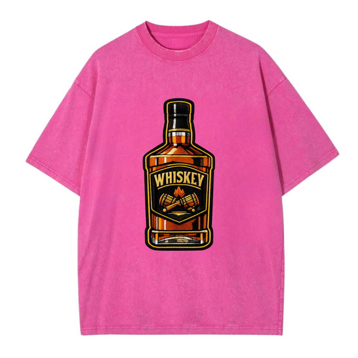 WHISKEY BOTTLE - bourbon bottle in amber and gold , spirits connoisseur - Vintage T-shirt - Dusty Rose(Rose)