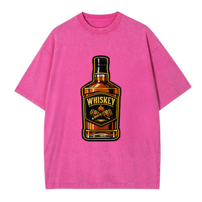 WHISKEY BOTTLE - bourbon bottle in amber and gold , spirits connoisseur - Vintage T-shirt - Dusty Rose(Rose)