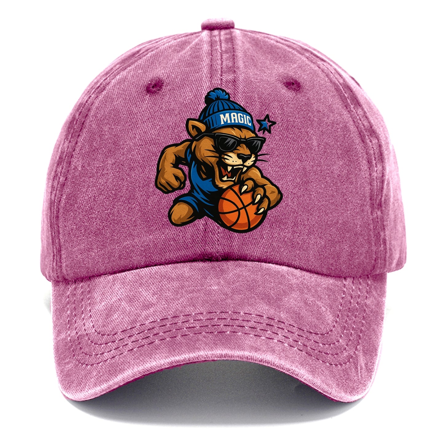 Florida Panther wearing Magic beanie with star wand patch and wayfarer sunglasses - Classic Cap - Dusty Rose(Rose)