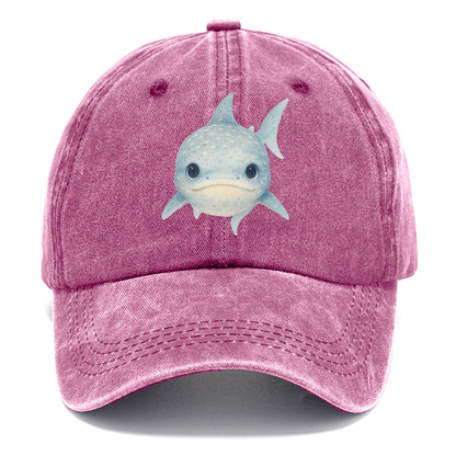Baby Whale Shark - spotted blue-gray, wide mouth closed, tiny eyes, front-facing, - Classic Cap - Dusty Rose(Rose)