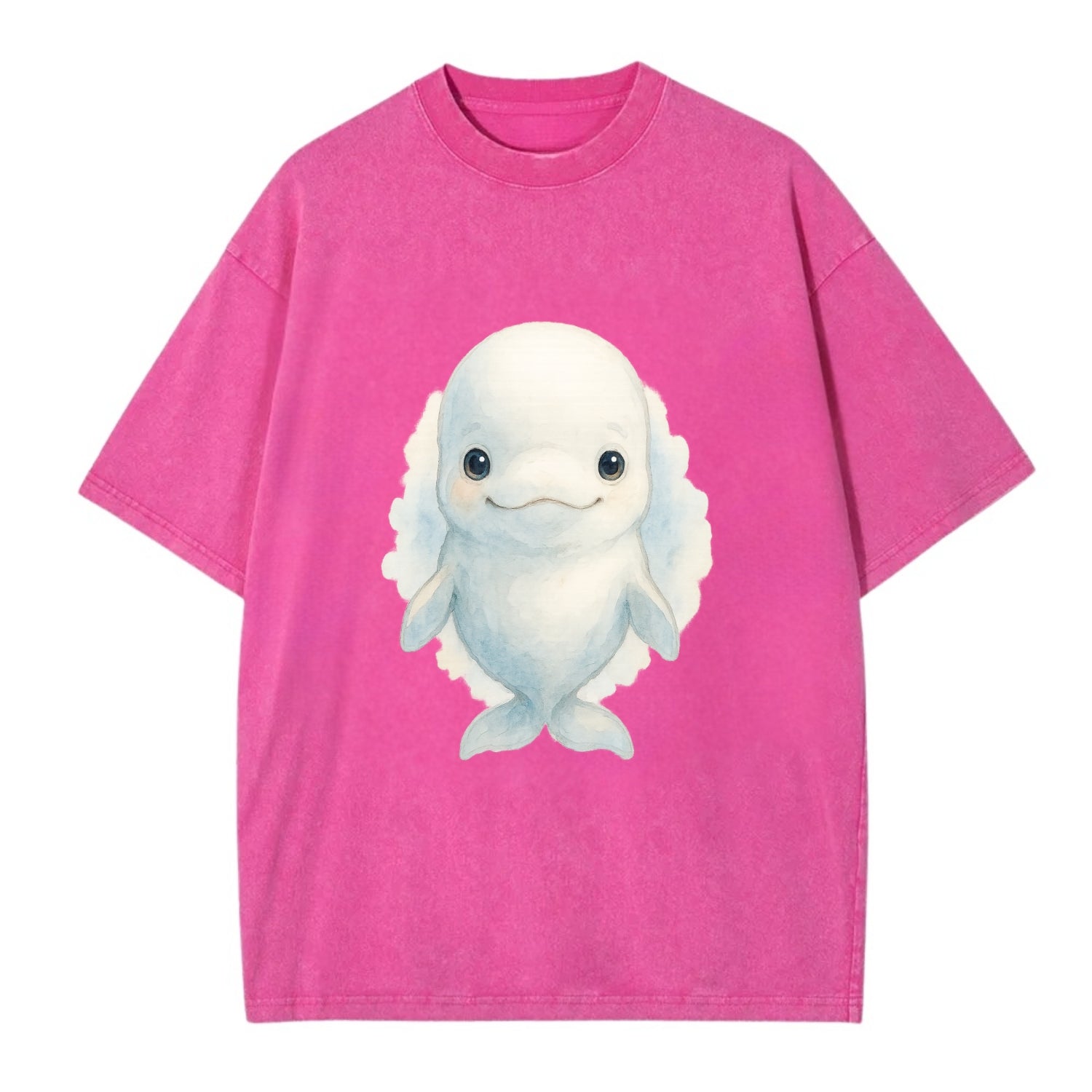 Baby Beluga Whale - pure white, rounded forehead, small eyes with big - Vintage T-shirt - Dusty Rose(Rose)