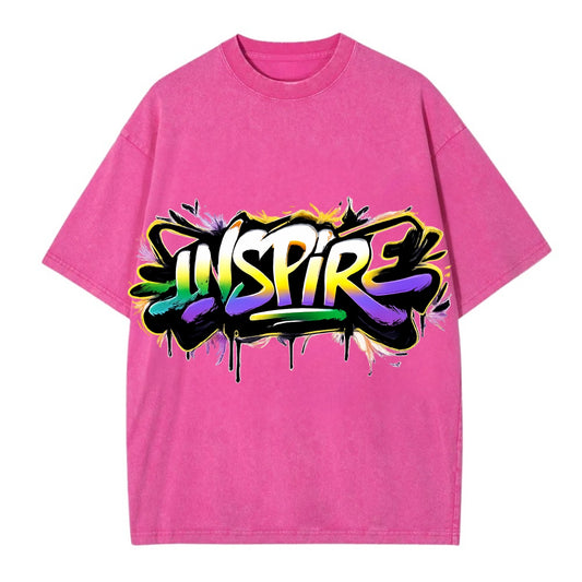 Bold typography design - "INSPIRE" - motivating others, being the spark - Vintage T-shirt - Dusty Rose(Rose)