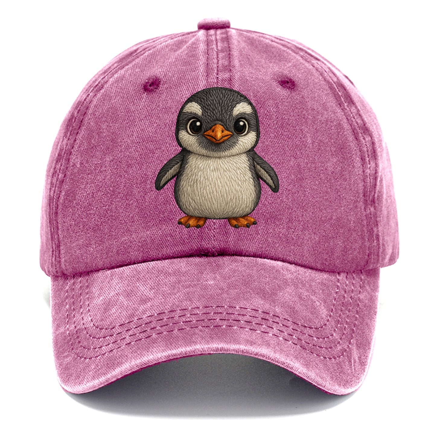 Baby Gentoo Penguin - orange beak, white cap, bright eyes, front-facing, energetic - Classic Cap - Dusty Rose(Rose)