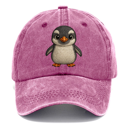 Baby Gentoo Penguin - orange beak, white cap, bright eyes, front-facing, energetic - Classic Cap - Dusty Rose(Rose)