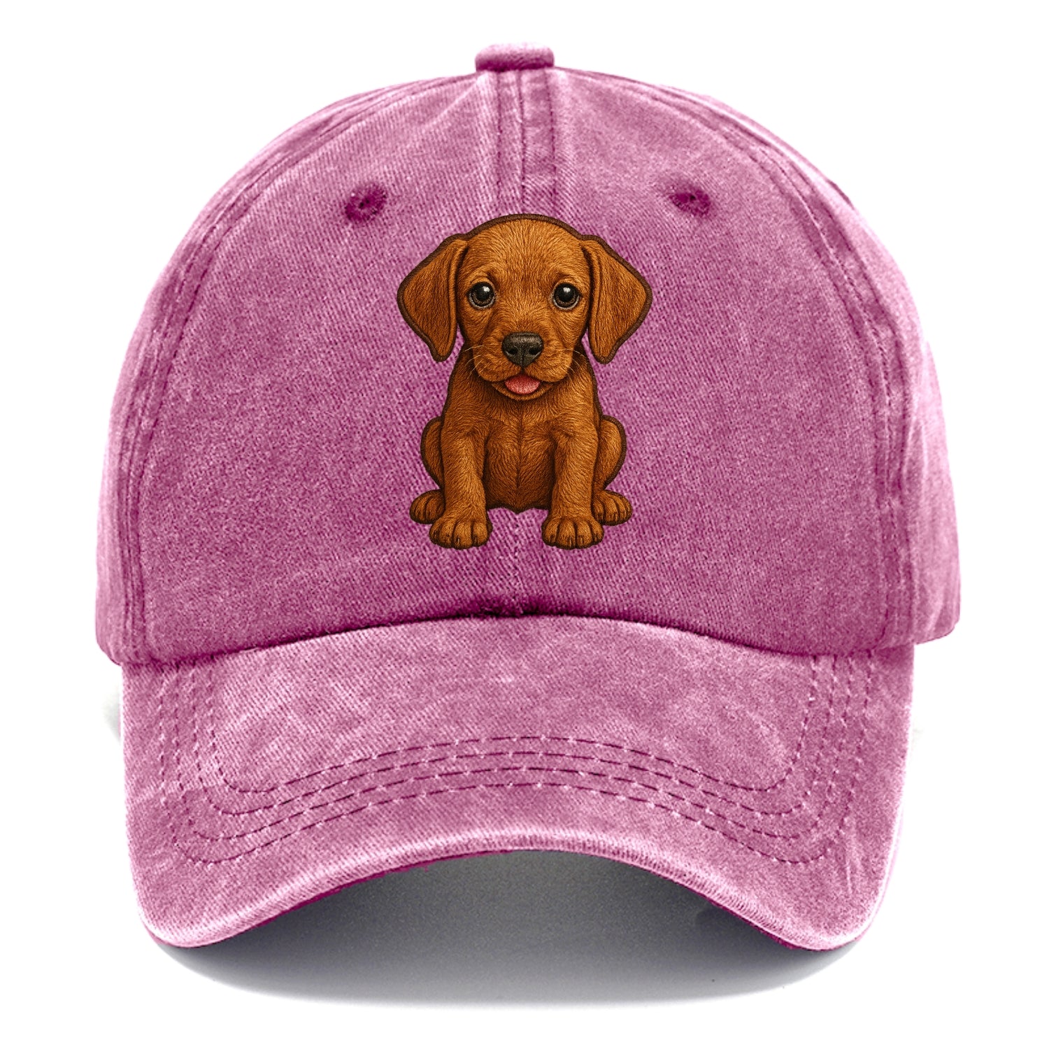 Baby Vizsla Puppy - golden rust coat, soulful eyes, athletic build, front-facing, - Classic Cap - Dusty Rose(Rose)