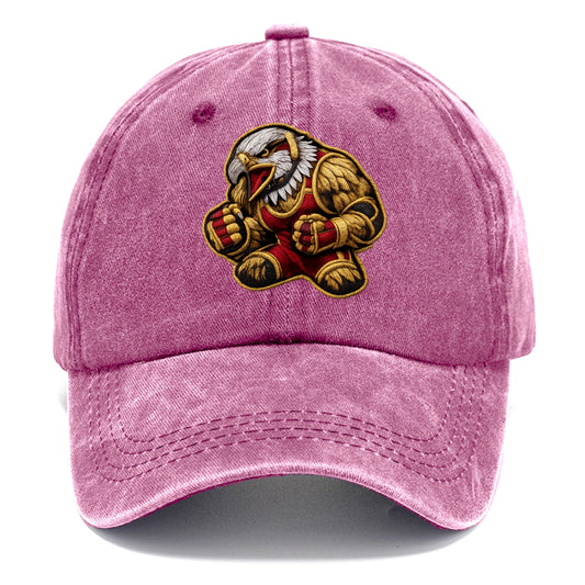 Embroidered patch design - WRESTLING EAGLE - fierce eagle with wrestling singlet in - Classic Cap - Dusty Rose(Rose)