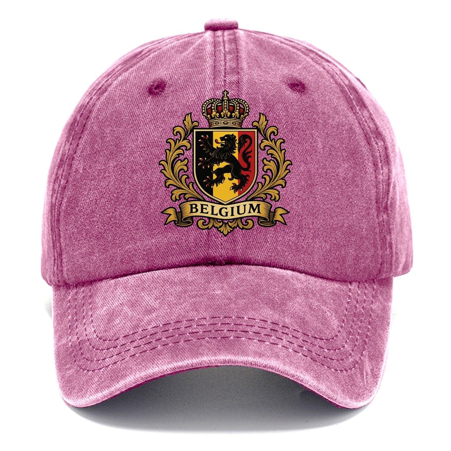 Belgium Lion Emblem (black Lion Rampant, Black/yellow/red Shield) Classic Cap - Dusty Rose(Rose)