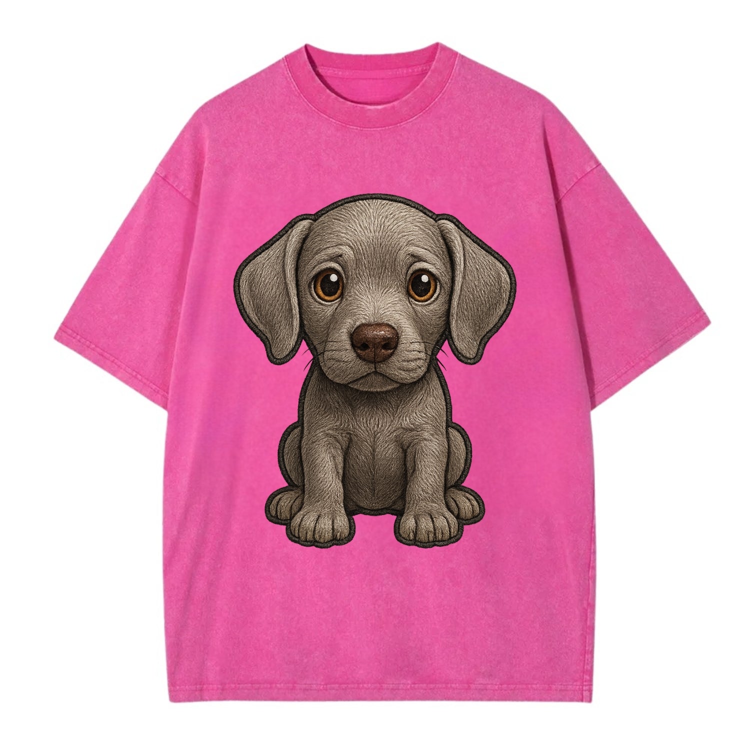 Baby Weimaraner Puppy - silver-gray coat, amber eyes, sleek body, front-facing, - Vintage T-shirt - Dusty Rose(Rose)