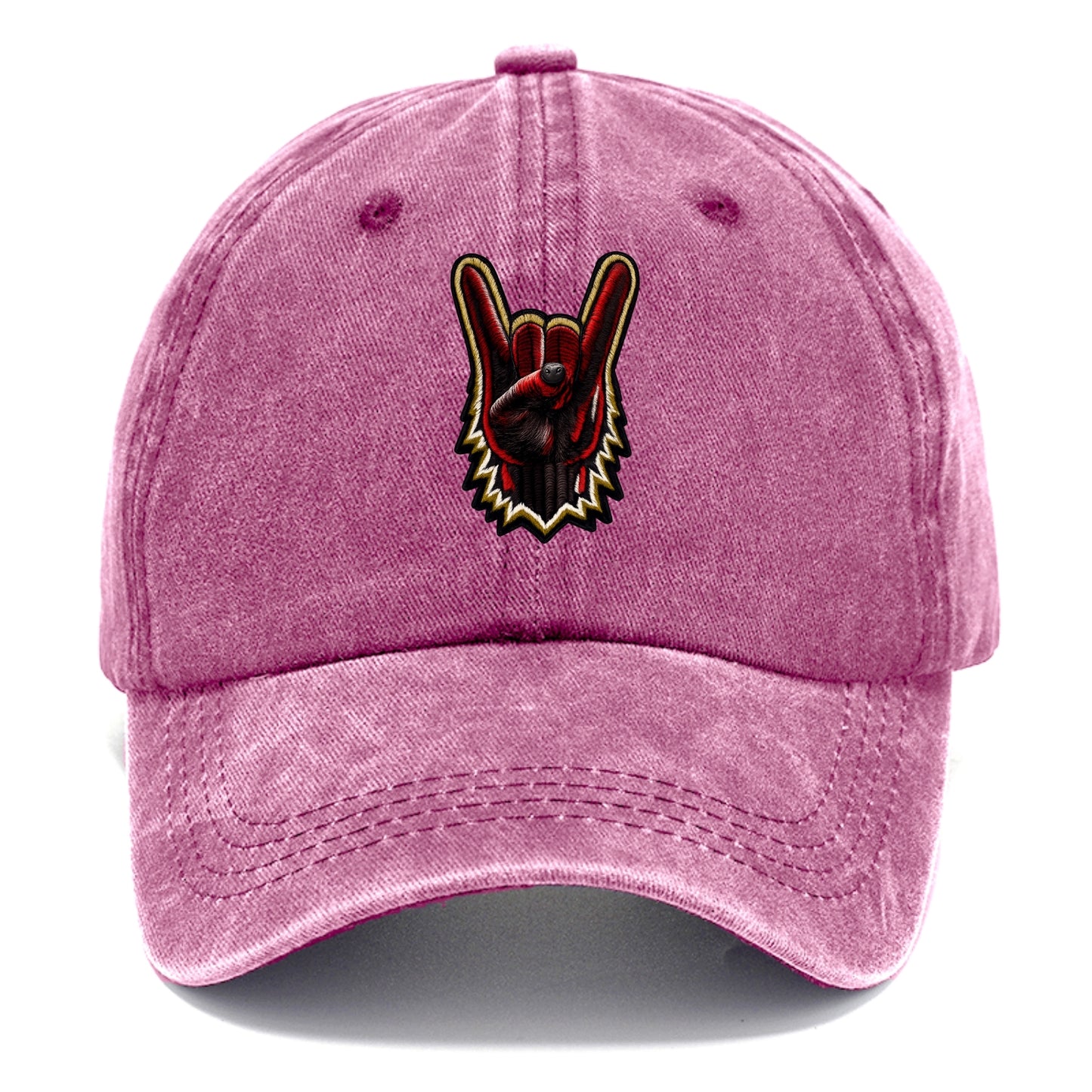 ROCK HAND HORNS - devil horns hand gesture in black and red , metal music - Classic Cap - Dusty Rose(Rose)