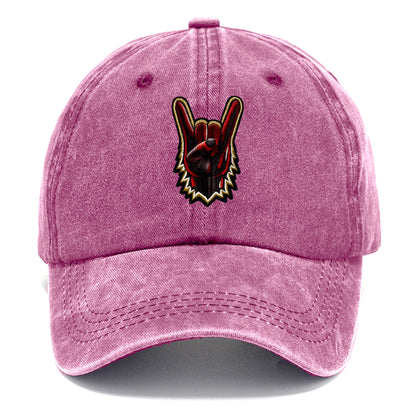 ROCK HAND HORNS - devil horns hand gesture in black and red , metal music - Classic Cap - Dusty Rose(Rose)