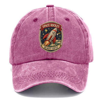RETRO ROCKET - 1950s space rocket in silver and red , atomic age - Classic Cap - Dusty Rose(Rose)