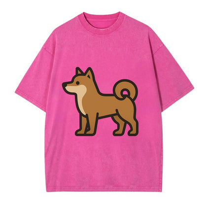 Shiba Inu - Red sesame flat side profile - Vintage T-shirt - Dusty Rose(Rose)