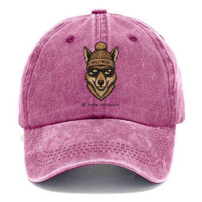 LA Coyote wearing Hollywood beanie with pom pom and wayfarer sunglasses - Classic Cap - Dusty Rose(Rose)