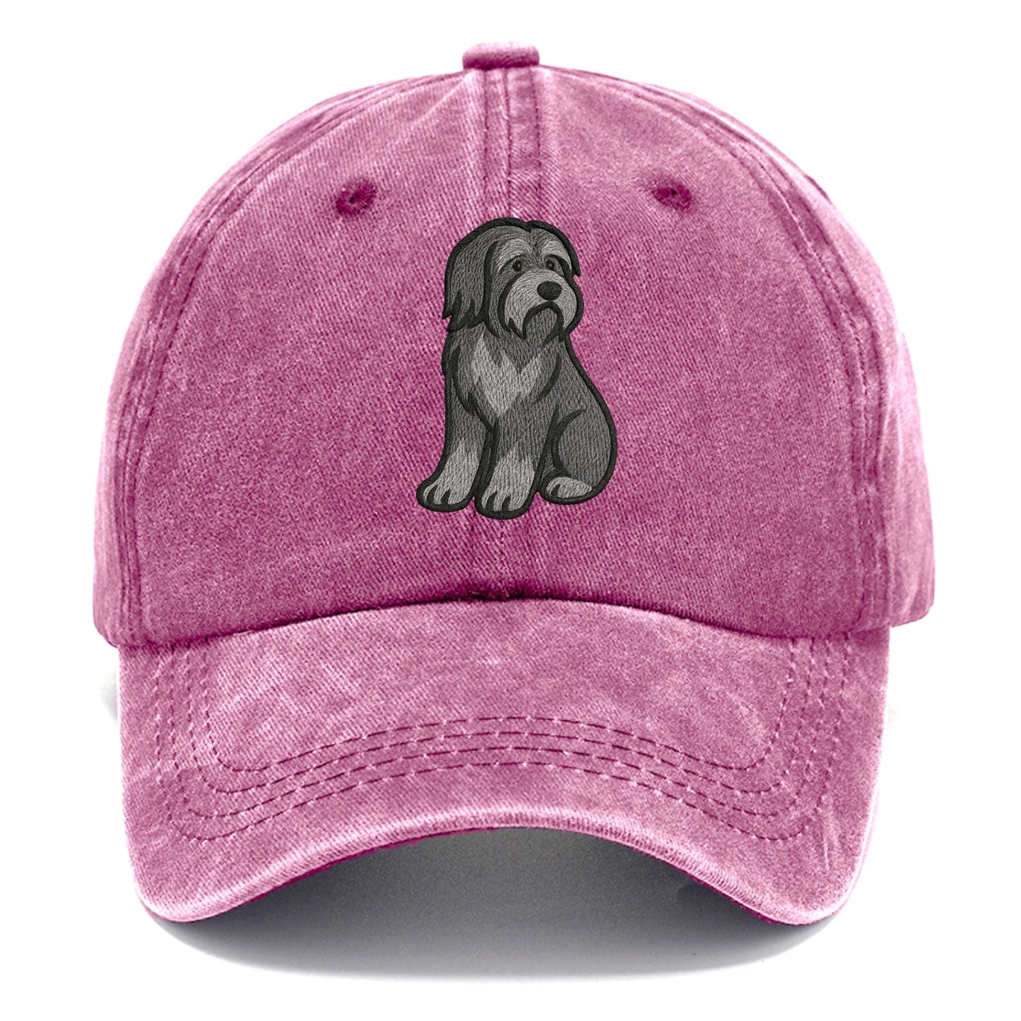 Bearded Collie - Gray shaggy coat embroidered pose - Classic Cap - Dusty Rose(Rose)