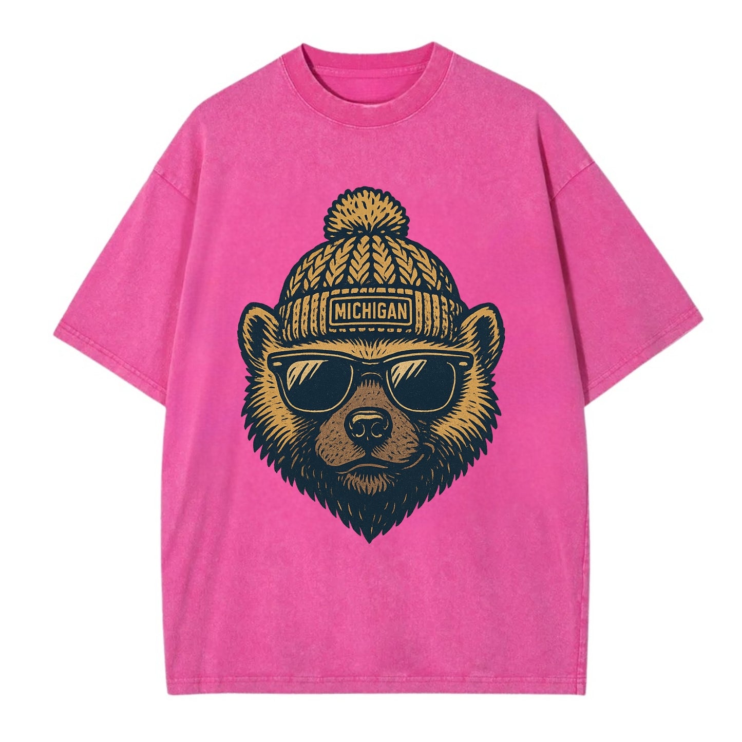 Ann Arbor Wolverine wearing Michigan bea - Vintage T-shirt - Dusty Rose(Rose)