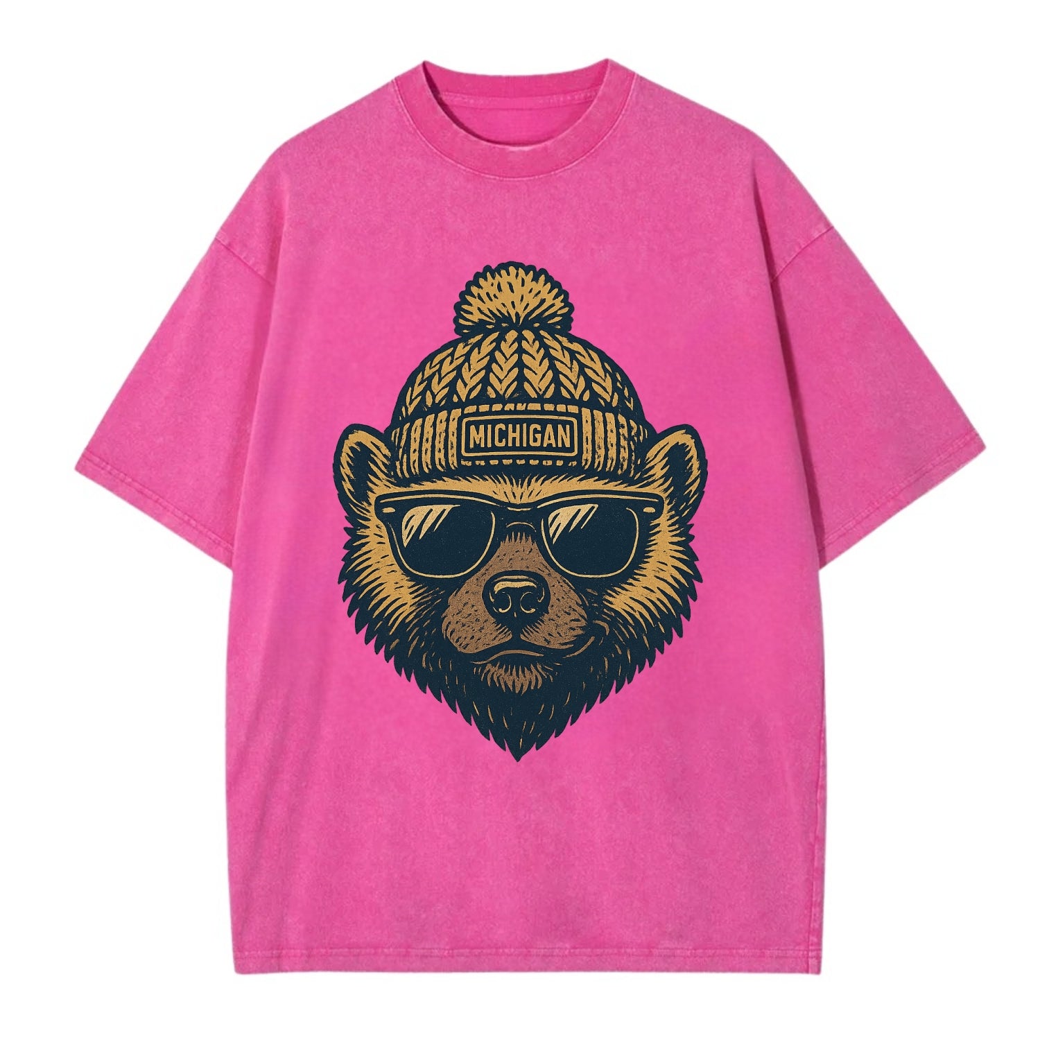 Ann Arbor Wolverine wearing Michigan bea - Vintage T-shirt - Dusty Rose(Rose)