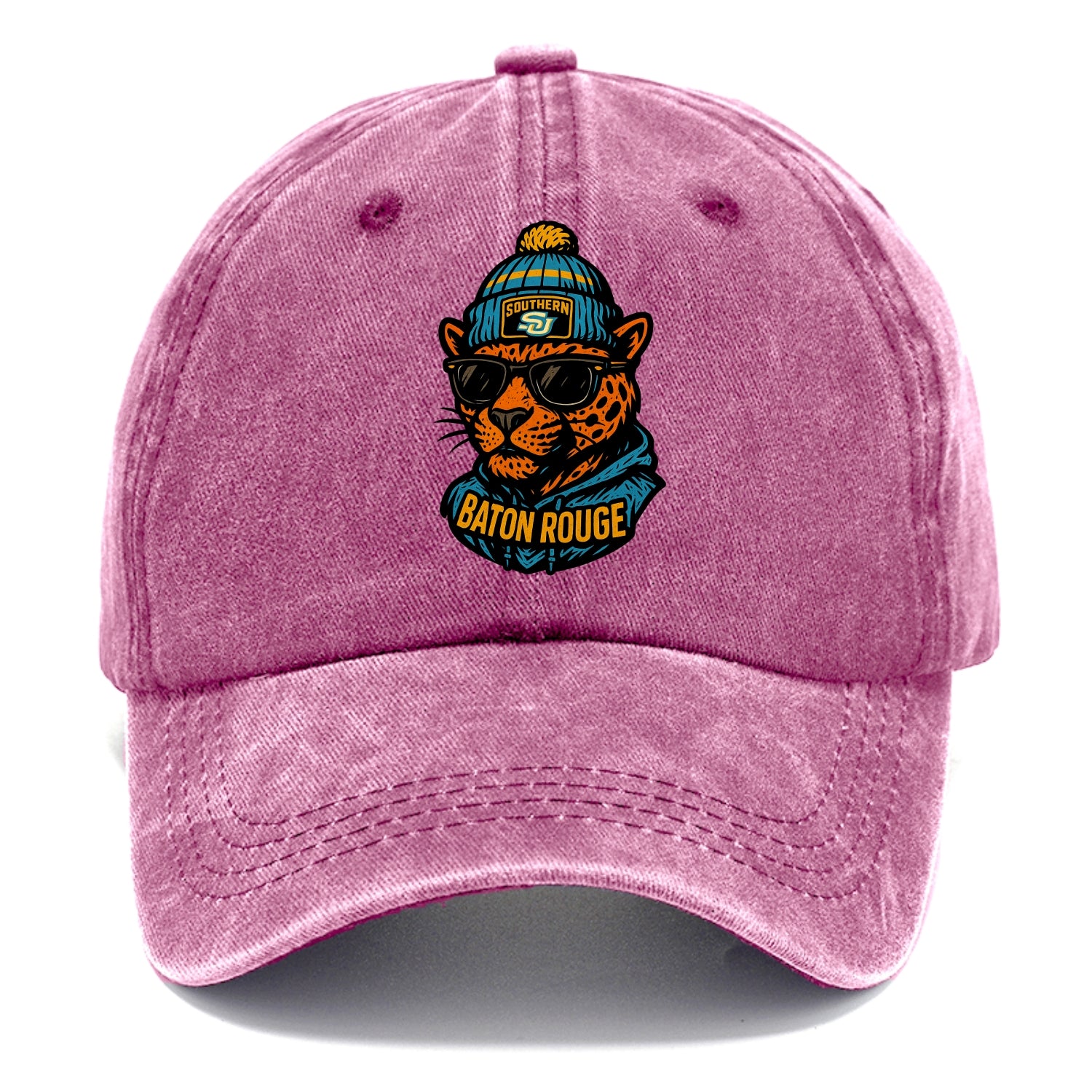 Baton Rouge Jaguar wearing Southern beanie with SU patch - Classic Cap - Dusty Rose(Rose)
