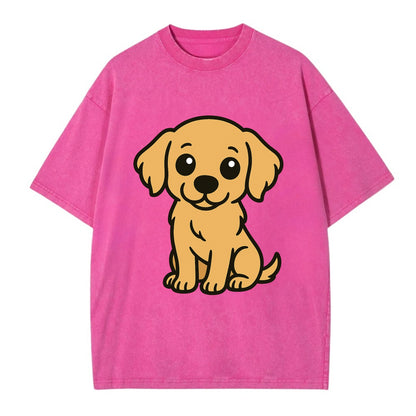 Golden Retriever - Head tilt curious pose - Vintage T-shirt - Dusty Rose(Rose)