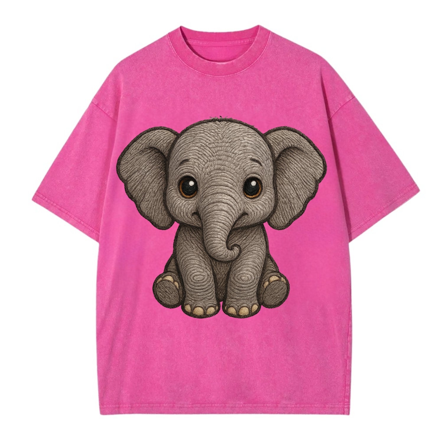 Baby Elephant - gray wrinkly, tiny trunk, large floppy ears, kind dark eyes, - Vintage T-shirt - Dusty Rose(Rose)
