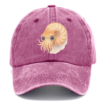 Baby Nautilus - spiral shell, tentacles peeking, ancient eyes, front-facing, living - Classic Cap - Dusty Rose(Rose)