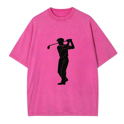 Golfer mid-swing with driver - Vintage T-shirt - Dusty Rose(Rose)