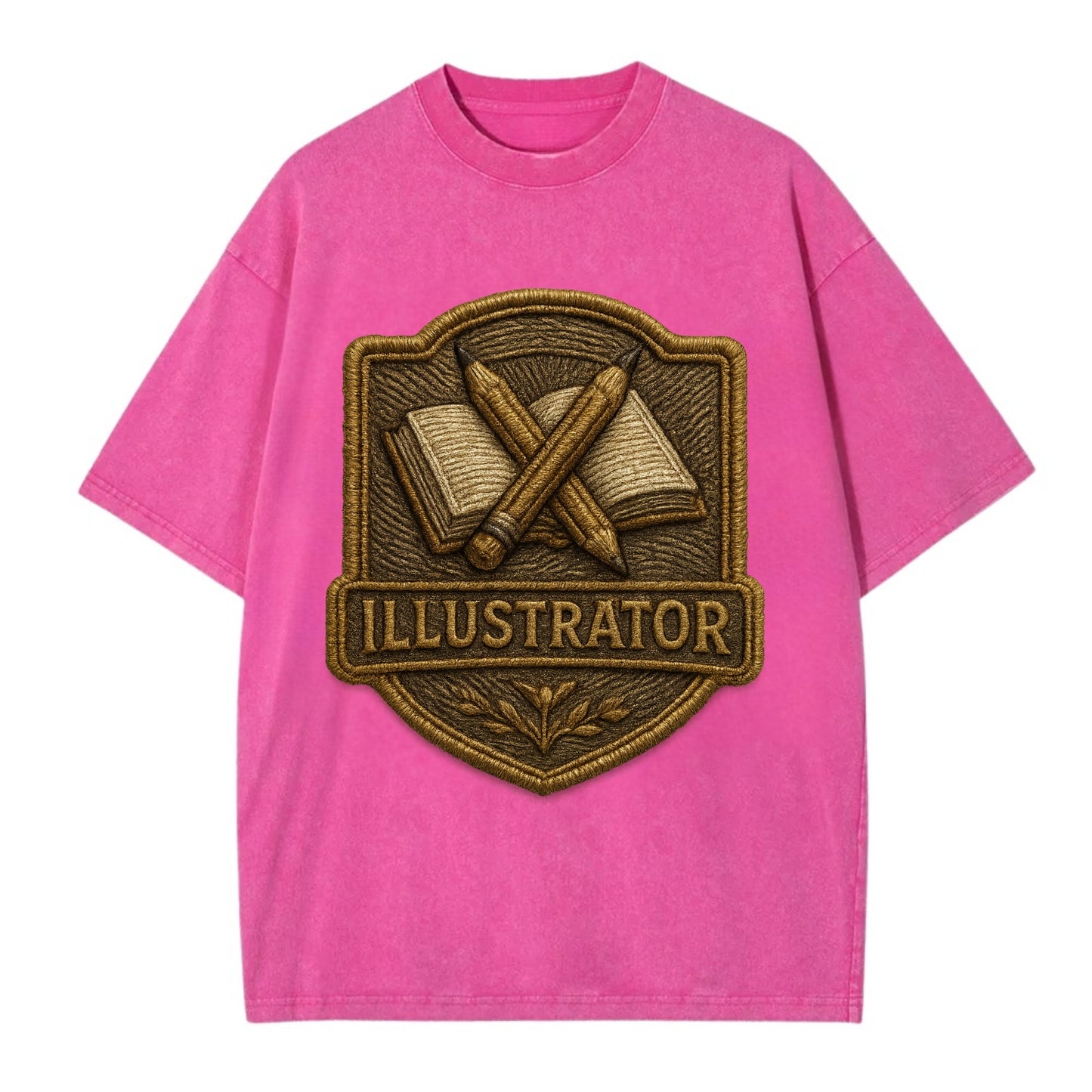 Pencils and sketchbook - illustrator badge - Vintage T-shirt - Dusty Rose(Rose)