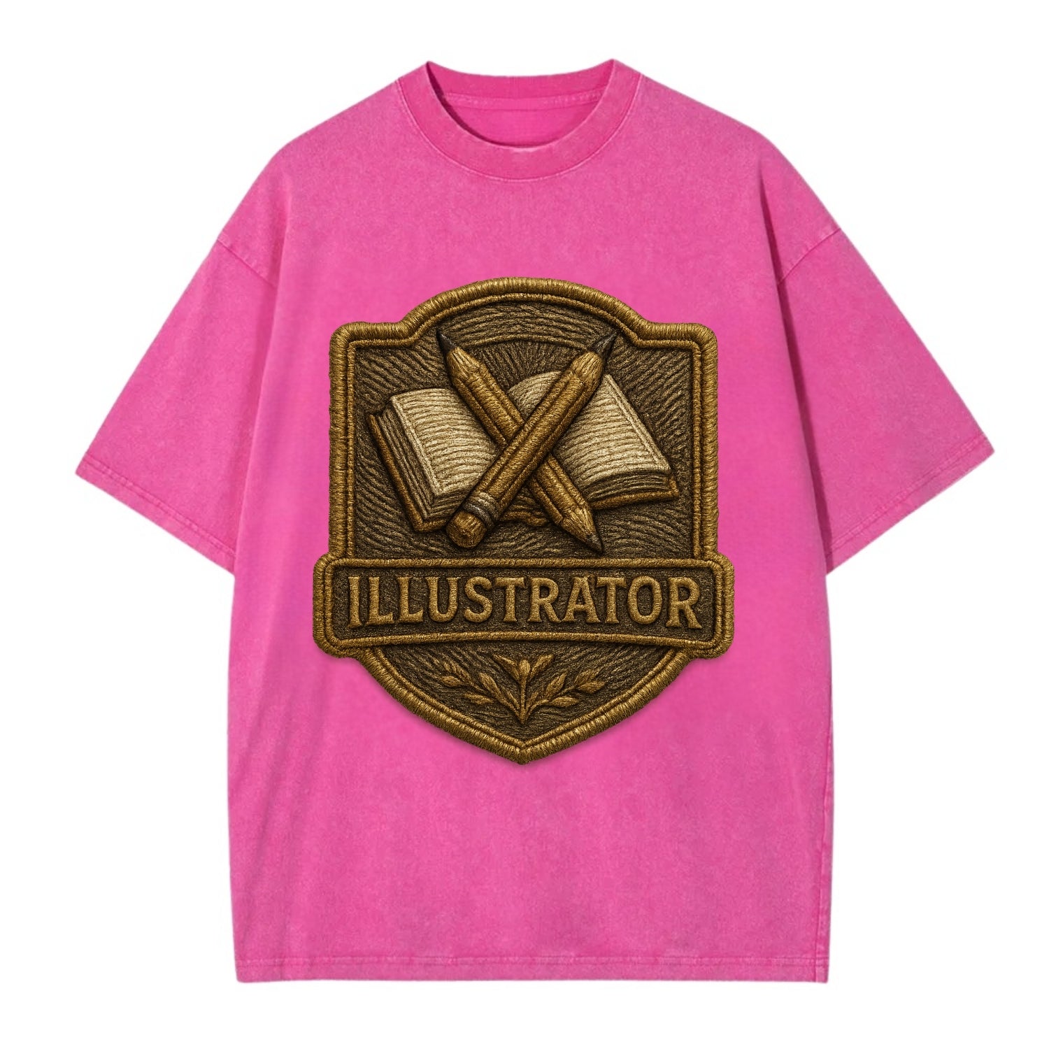 Pencils and sketchbook - illustrator badge - Vintage T-shirt - Dusty Rose(Rose)