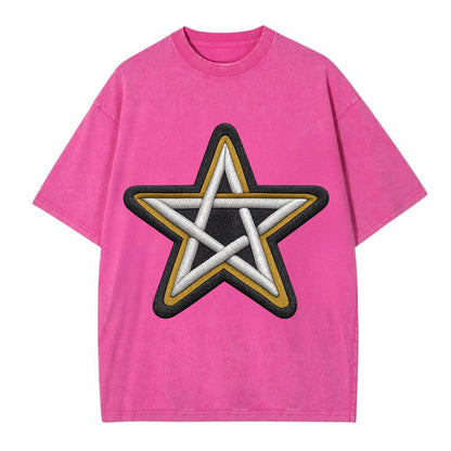 PENTAGRAM STAR - five point star in silver , protection - Vintage T-shirt - Dusty Rose(Rose)