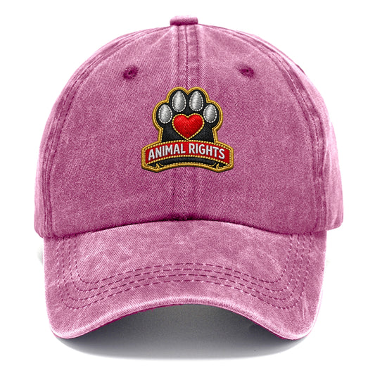 ANIMAL RIGHTS - raised paw with heart in red , advocacy - Classic Cap - Dusty Rose(Rose)