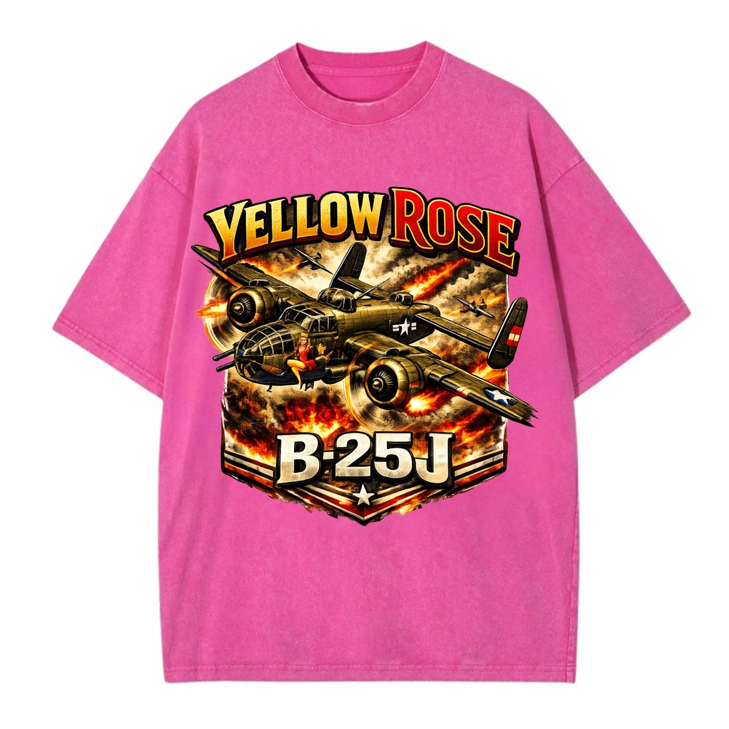 B 25j Yellow Rose - Vintage T-shirt - Dusty Rose(Rose)