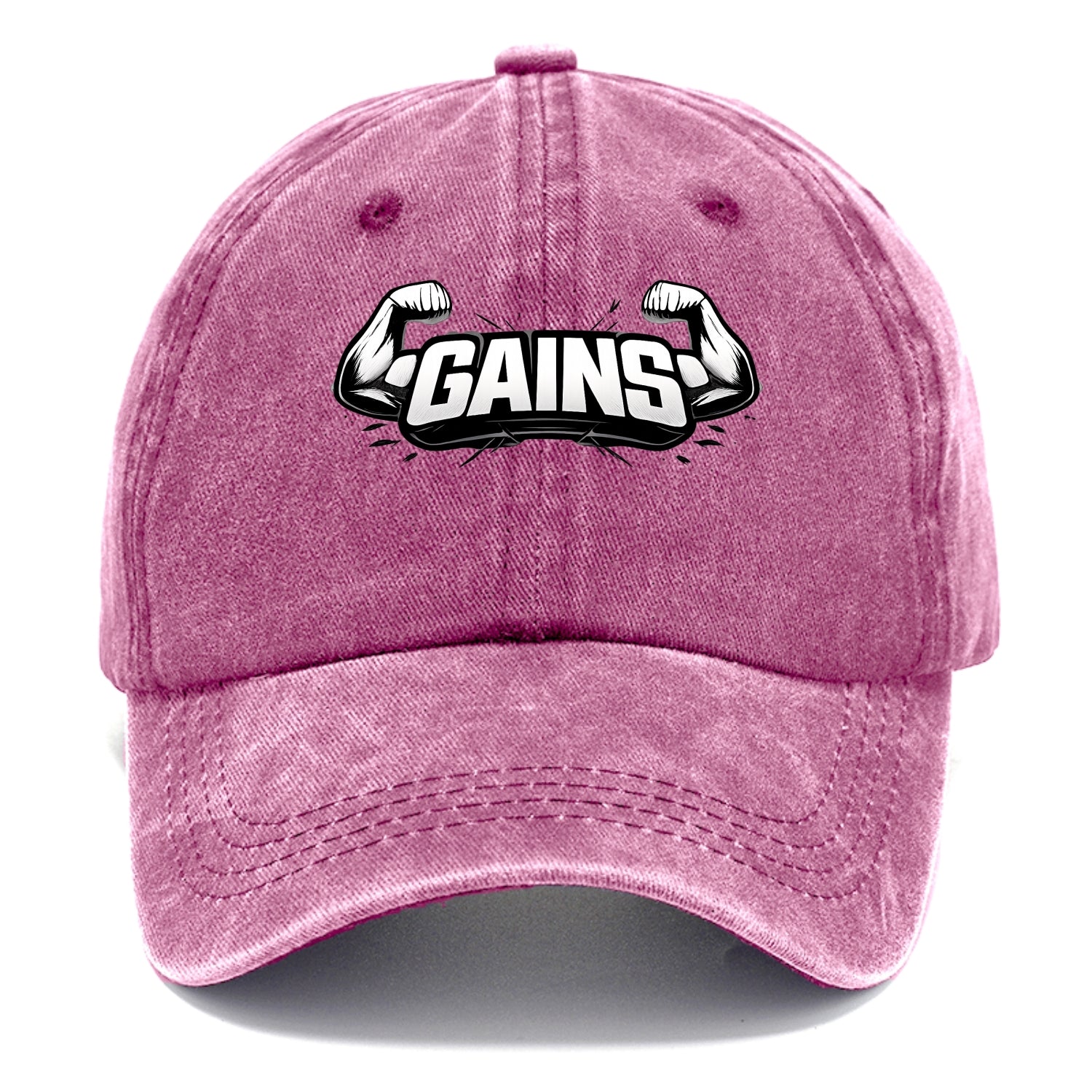 Bold typography design - "GAINS" - muscle growth, progress visible - Classic Cap - Dusty Rose(Rose)