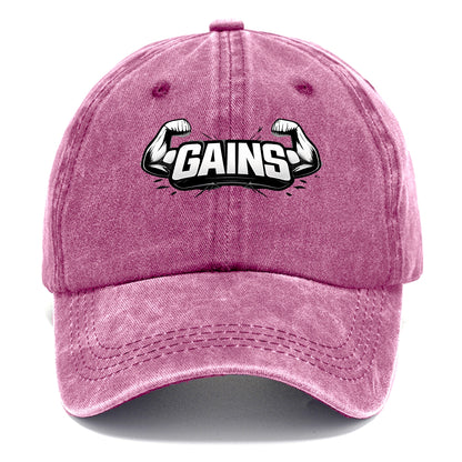 Bold typography design - "GAINS" - muscle growth, progress visible - Classic Cap - Dusty Rose(Rose)