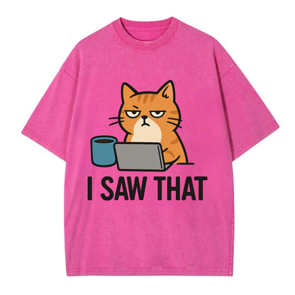 Cat with one eye open judging you - "I SAW THAT" - nothing escapes notice - Vintage T-shirt - Dusty Rose(Rose)