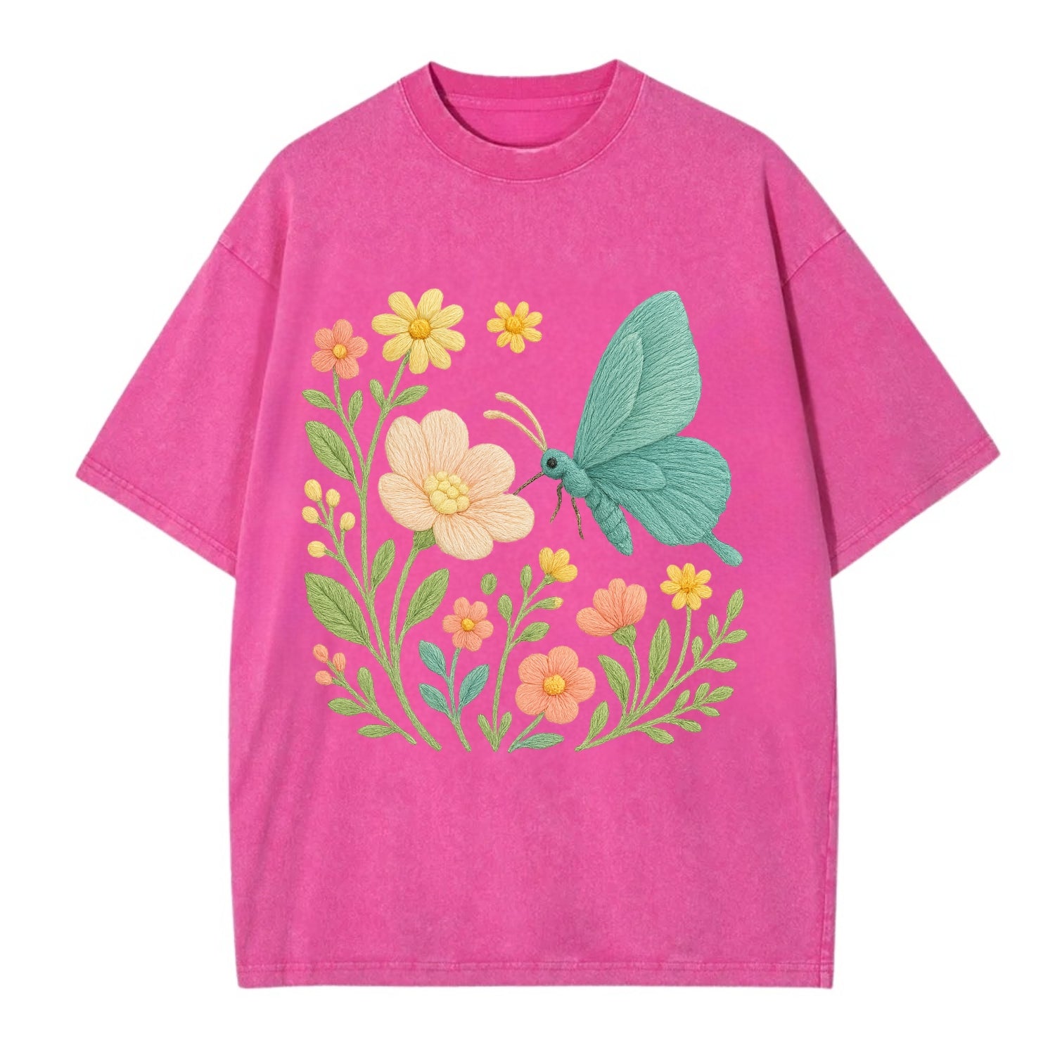 Mint Night Butterfly - Vintage T-shirt - Dusty Rose(Rose)