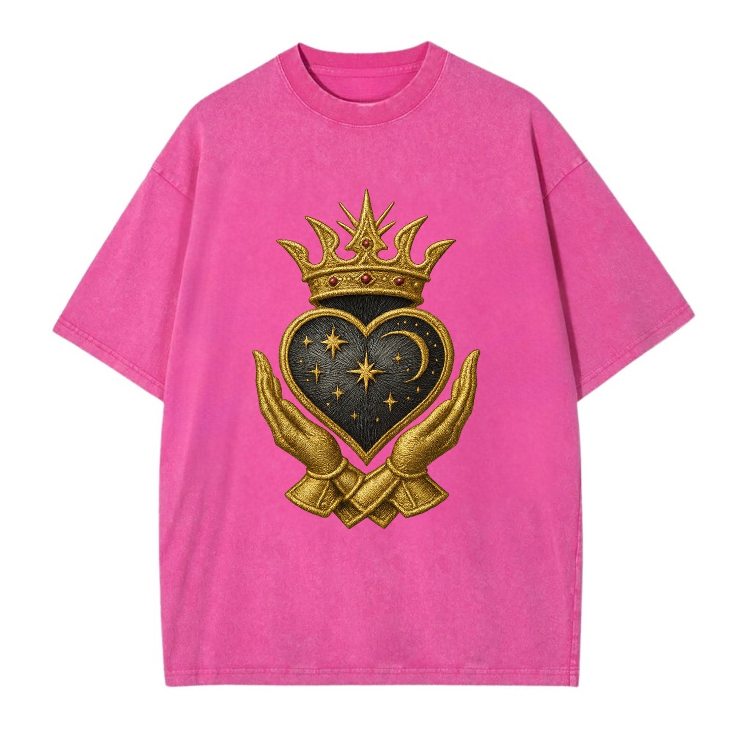 Hammered bronze warrior crown anchoring a dark steel heart with shield-bearing - Vintage T-shirt - Dusty Rose(Rose)