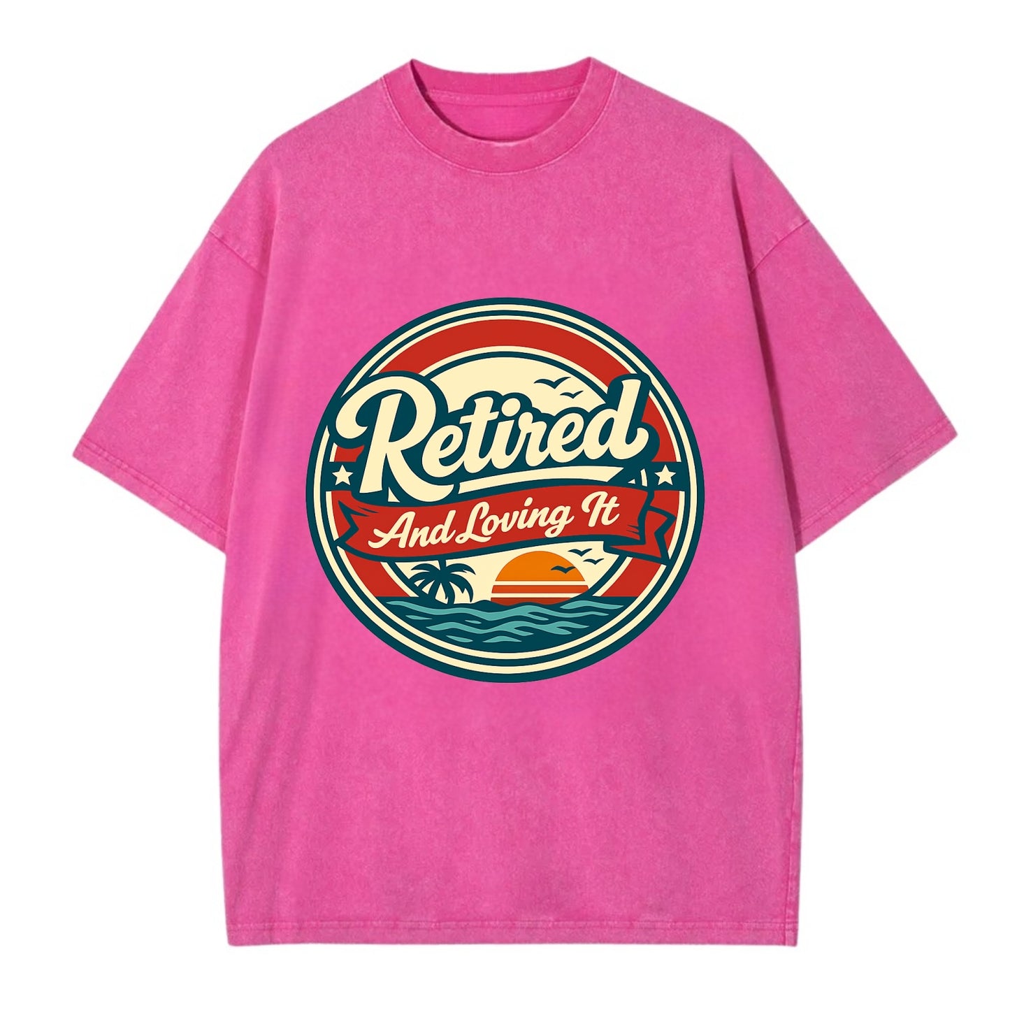 Carefree Retirement Emblem - Vintage T-shirt - Dusty Rose(Rose)