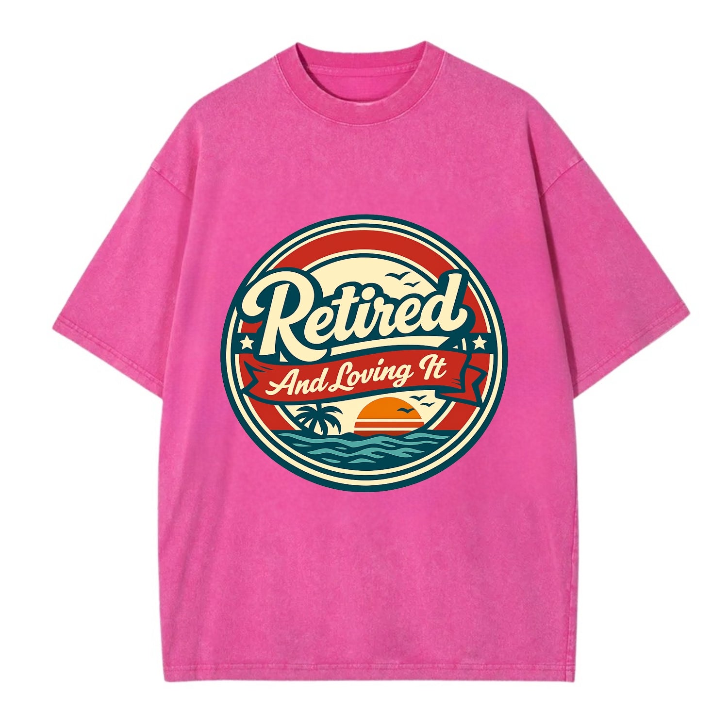 Carefree Retirement Emblem - Vintage T-shirt - Dusty Rose(Rose)