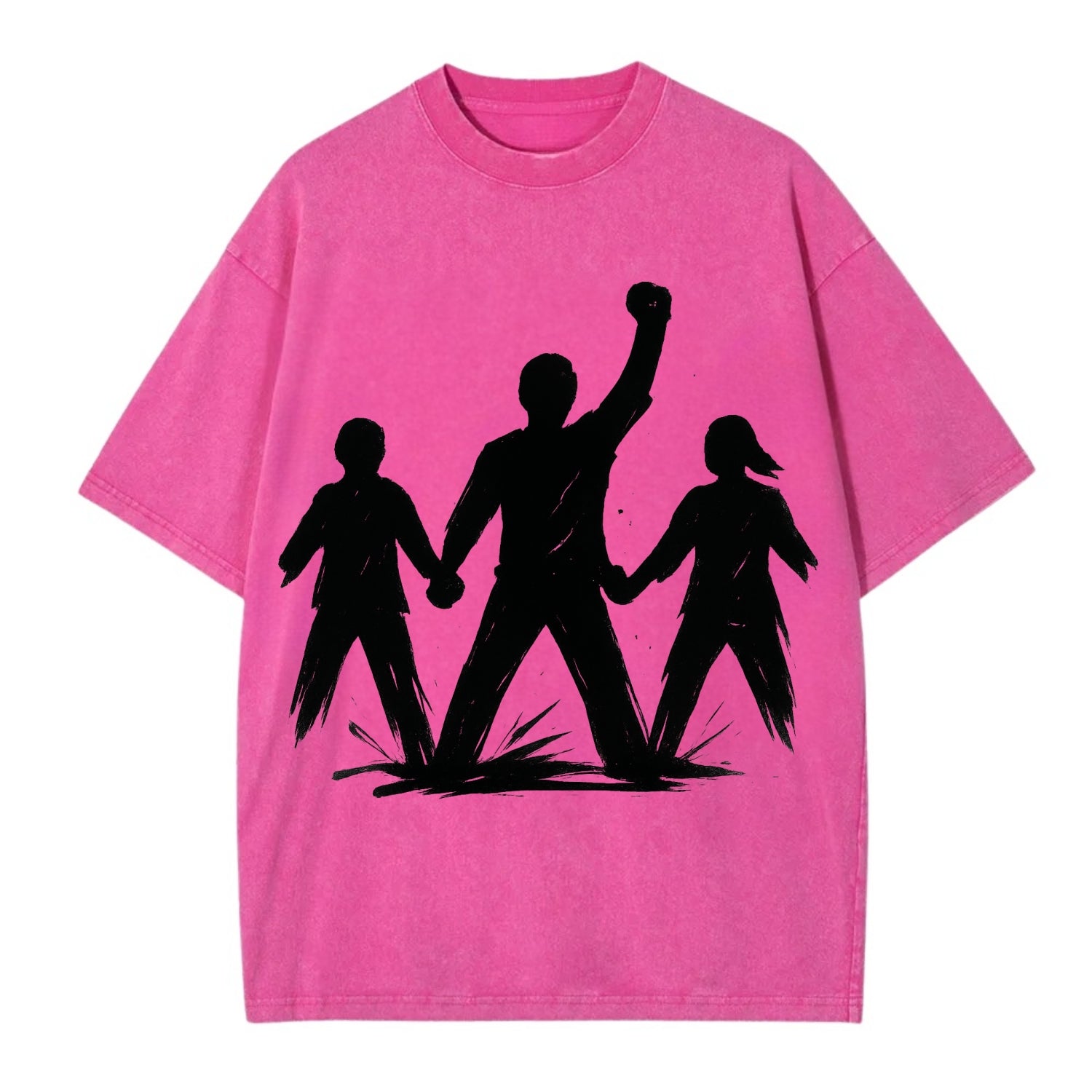 Human chain formation - unity and protection ink brushwork - Vintage T-shirt - Dusty Rose(Rose)