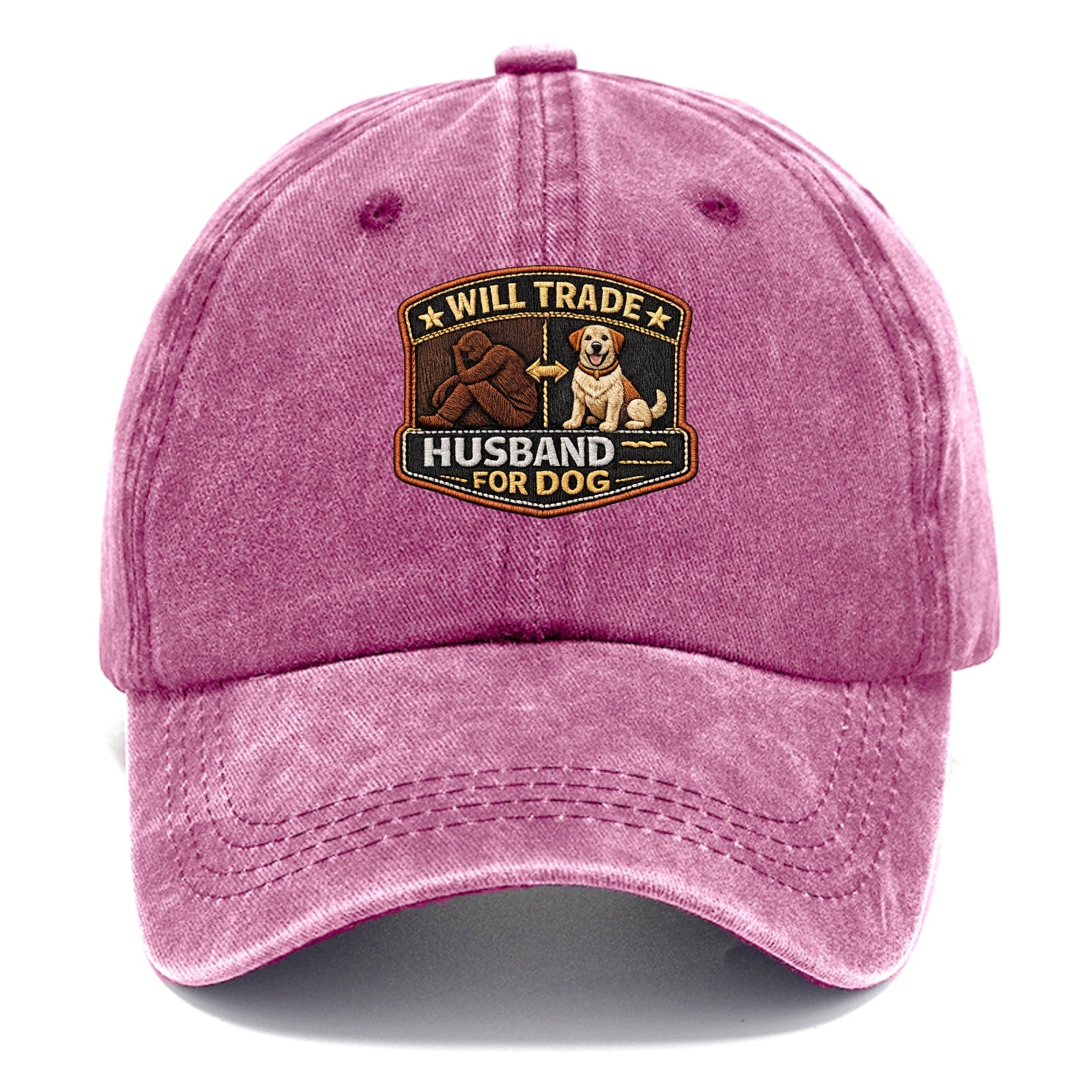 WILL TRADE HUSBAND FOR DOG - dog and man silhouette in brown , pet priority - Classic Cap - Dusty Rose(Rose)