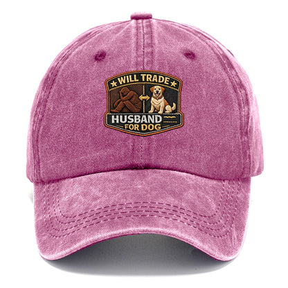 WILL TRADE HUSBAND FOR DOG - dog and man silhouette in brown , pet priority - Classic Cap - Dusty Rose(Rose)