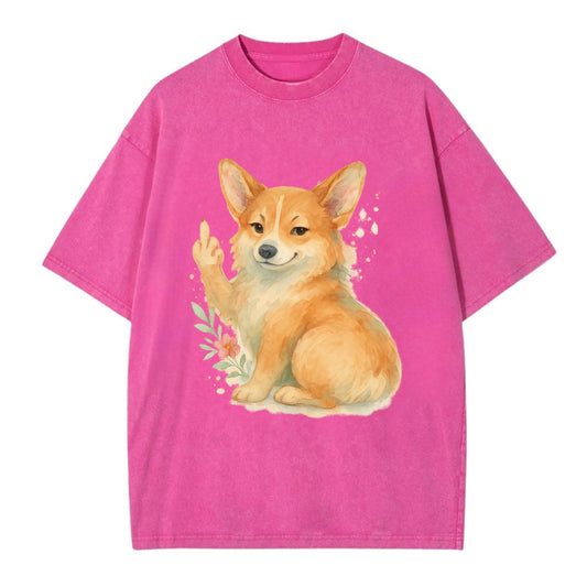 Corgi short legs and fluffy butt, one stubby paw up with sass - Vintage T-shirt - Dusty Rose(Rose)