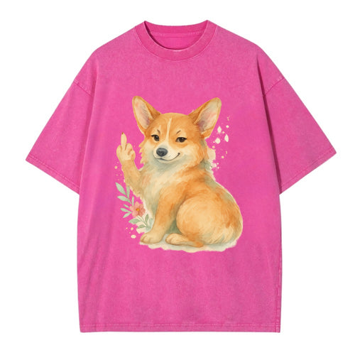 Corgi short legs and fluffy butt, one stubby paw up with sass - Vintage T-shirt