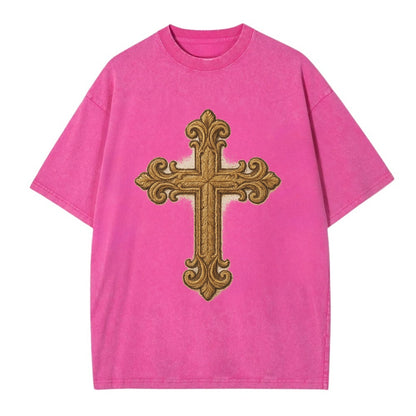 Baroque Cross  - Vintage T-shirt - Dusty Rose(Rose)