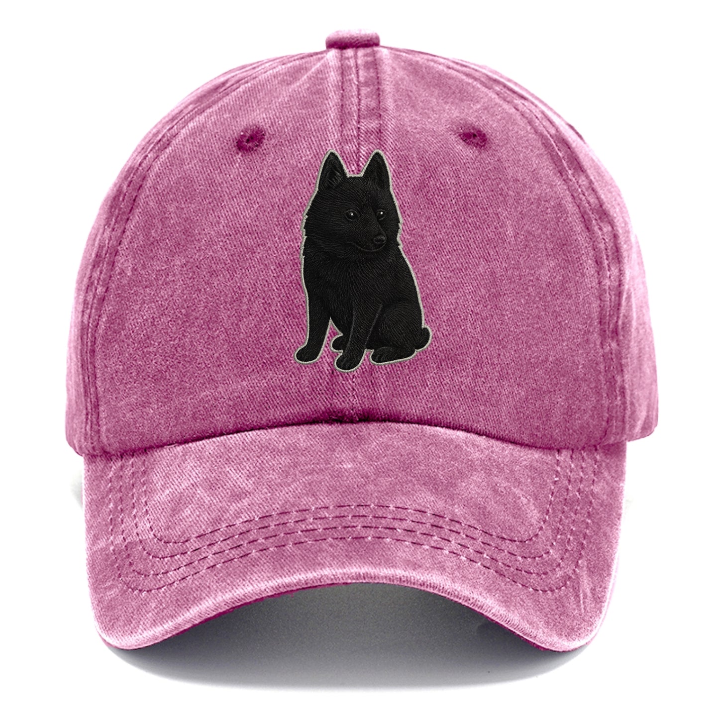 Schipperke - Solid black small embroidered sitting pose - Classic Cap - Dusty Rose(Rose)