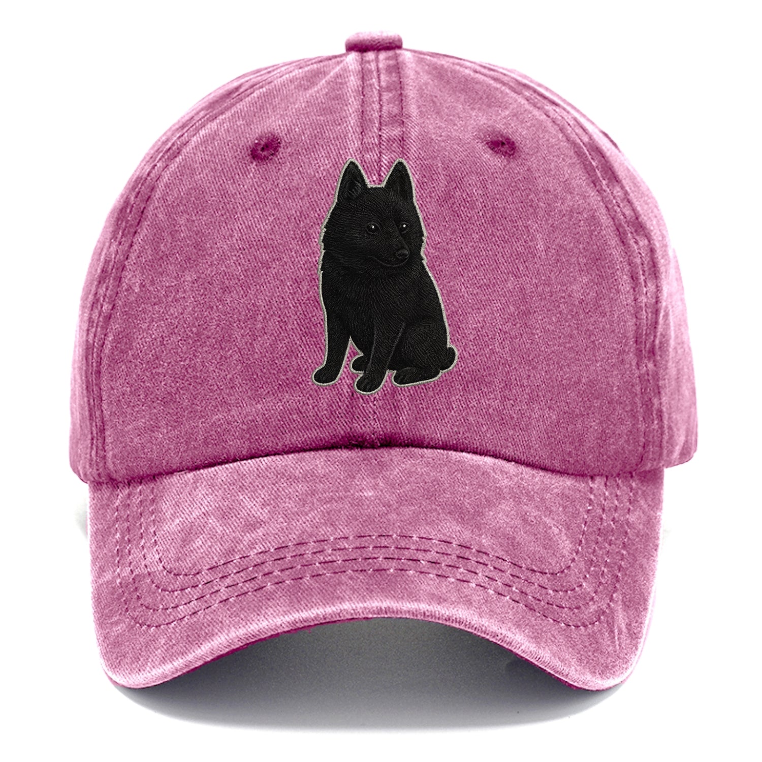 Schipperke - Solid black small embroidered sitting pose - Classic Cap - Dusty Rose(Rose)