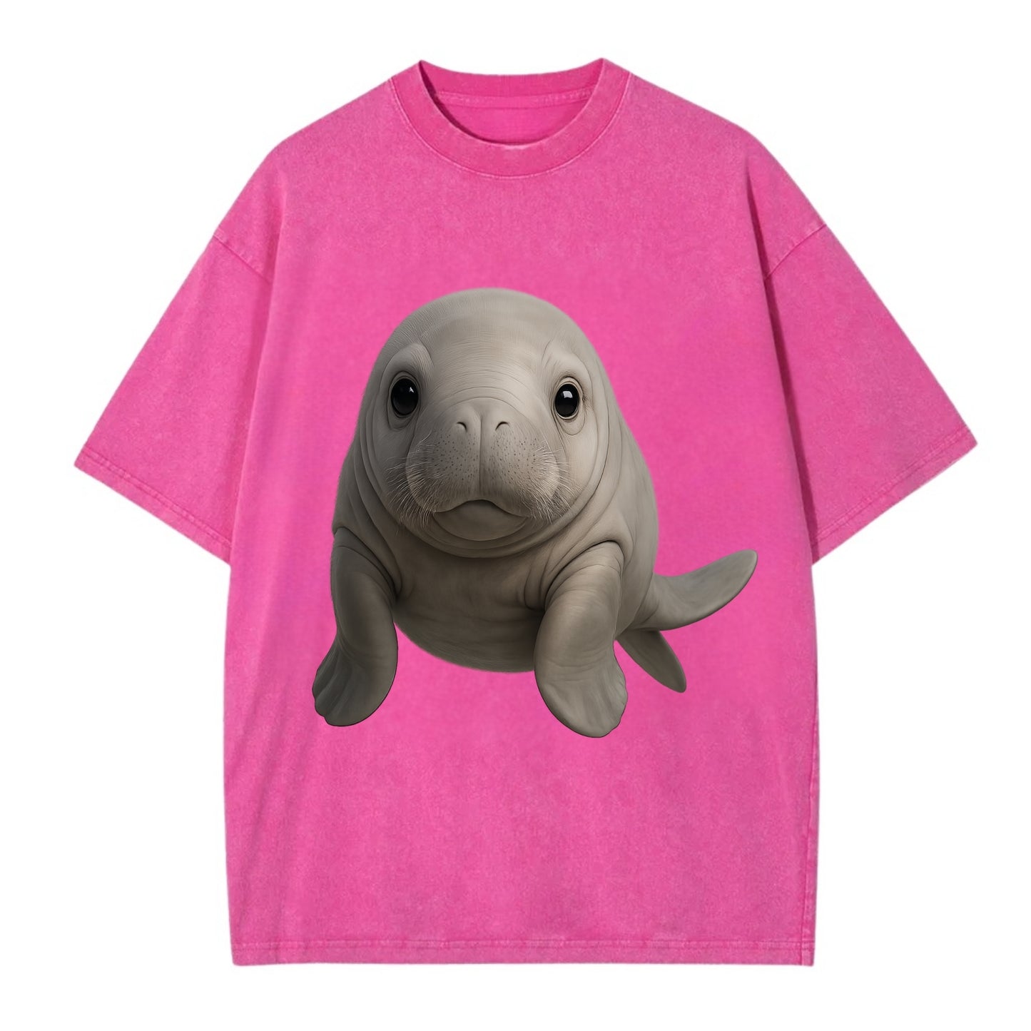 Baby Dugong - gray with paddle tail, gentle expression, whiskers, front-facing, - Vintage T-shirt - Dusty Rose(Rose)