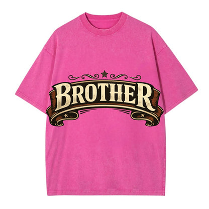 Bold typography design - "BROTHER" - male bond, brotherhood - Vintage T-shirt - Dusty Rose(Rose)