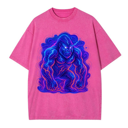 Mighty gorilla with electricity flowing through defined muscles, lightning bolt - Vintage T-shirt - Dusty Rose(Rose)